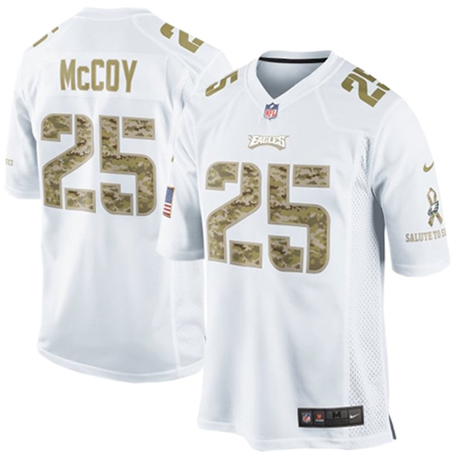 Men's Philadelphia Eagles #25 LeSean McCoy Nike White Salute To Service Jersey