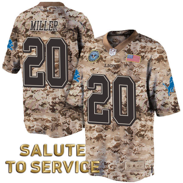 Detroit Lions #20 Barry Sanders Salute to Service Digital Camo Jersey