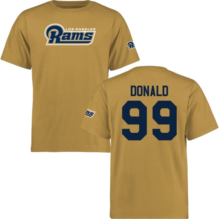 Los Angeles Rams #99 Aaron Donald Gold Name & Number Wordmark T-shirt