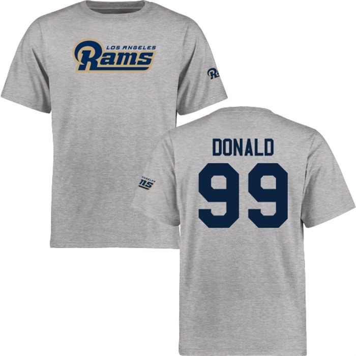 Los Angeles Rams #99 Aaron Donald Gray Name & Number Wordmark T-shirt