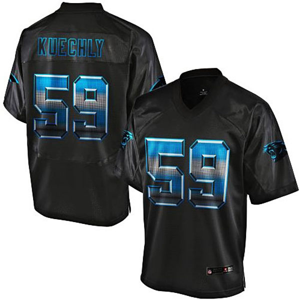 Mens Carolina Panthers #59 Luke Kuechly Pro Line Black Strobe Jersey