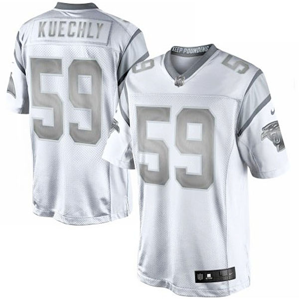 Men's Carolina Panthers #59 Luke Kuechly Nike White Platinum Limited Jersey