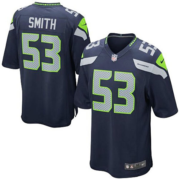 Mens Seattle Seahawks #53 Malcolm Smith Nike College Navy Game Jersey