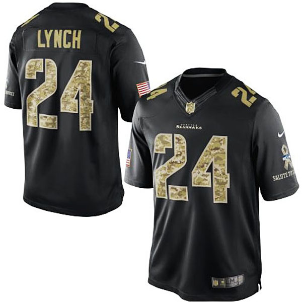 Men's Seattle Seahawks #24 Marshawn Lynch Nike Black Salute To Service Jersey