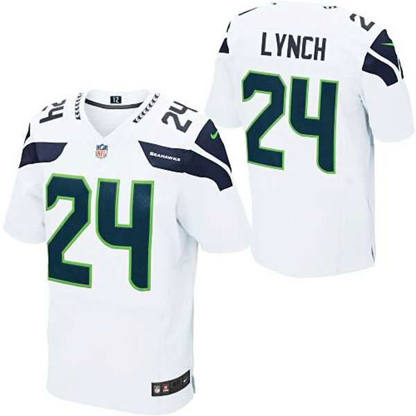 Men's Seattle Seahawks #24 Marshawn Lynch Nike White Limited Jersey