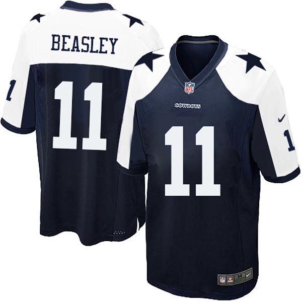 Men Nike Dallas Cowboys 11 Cole Beasley Game Navy Blue Throwback Alternate Jersey