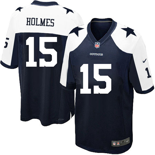 Men Nike Dallas Cowboys 15 Andre Holmes Game Navy Blue Throwback Alternate Jersey