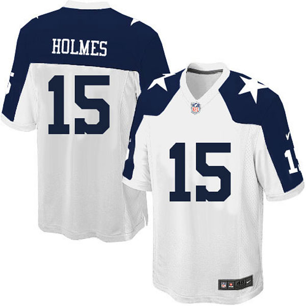 Men Nike Dallas Cowboys 15 Andre Holmes Game White Throwback Alternate Jersey