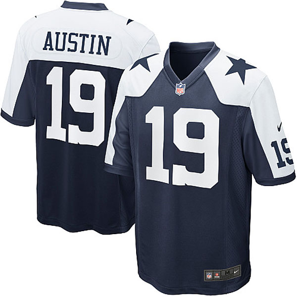 Men Nike Dallas Cowboys 19 Miles Austin Game Navy Blue Throwback Alternate Jersey