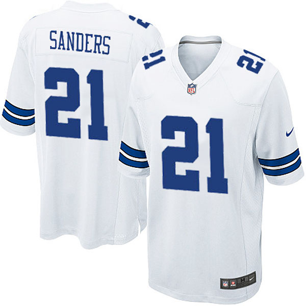 Men Nike Dallas Cowboys 21 Deion Sanders Game White Jersey