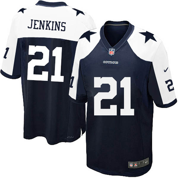 Men Nike Dallas Cowboys 21 Mike Jenkins Game Navy Blue Throwback Alternate Jersey