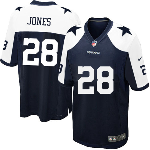 Men Nike Dallas Cowboys 28 Felix Jones Game Navy Blue Throwback Alternate Jersey