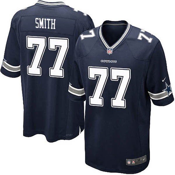 Men Nike Dallas Cowboys 77 Tyron Smith Game Navy Blue Team Color Jersey