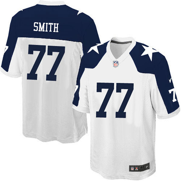 Men Nike Dallas Cowboys 77 Tyron Smith Game White Throwback Alternate Jersey