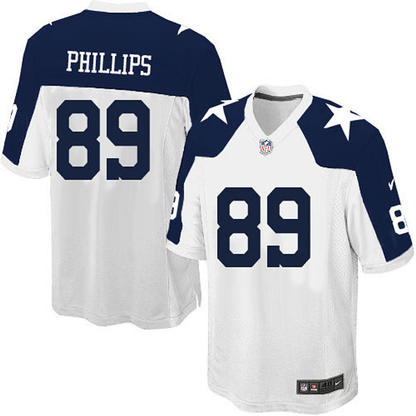 Men Nike Dallas Cowboys 89 John Phillips Game White Throwback Alternate Jersey