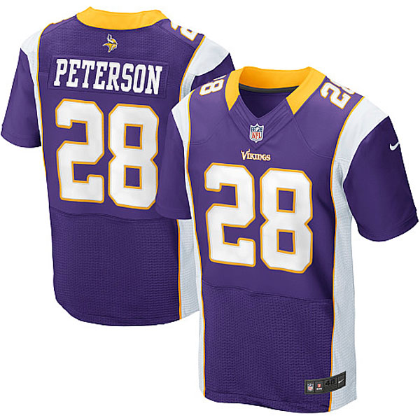 Men Nike Minnesota Vikings #28 Adrian Peterson Purple Elite NFL Jersey