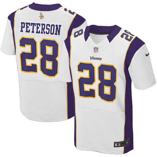 Men Nike Minnesota Vikings #28 Adrian Peterson White Elite NFL Jersey