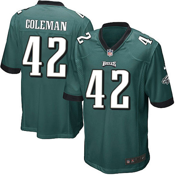 Men Nike Philadelphia Eagles #42 Kurt Coleman Game Midnight Green Team Color NFL Jersey