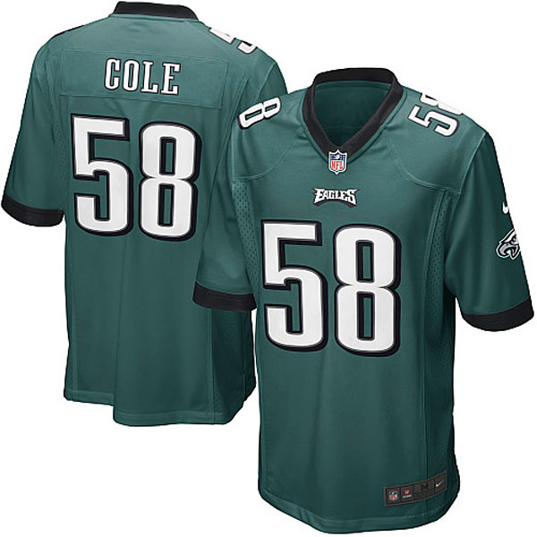 Men Nike Philadelphia Eagles #58 Trent Cole Game Midnight Green Team Color NFL Jersey