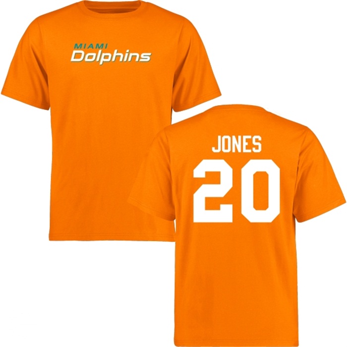 Miami Dolphins #20 Reshad Jones Orange Name & Number Wordmark T-shirt