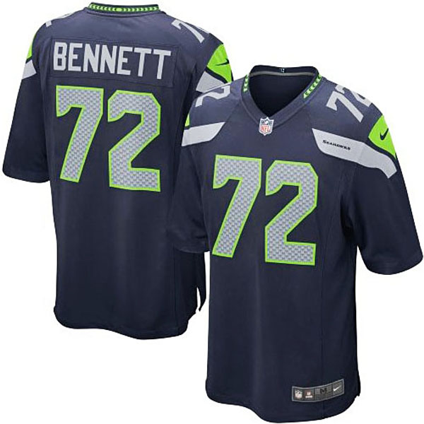 Mens Seattle Seahawks #72 Michael Bennett Nike College Navy Game Jersey