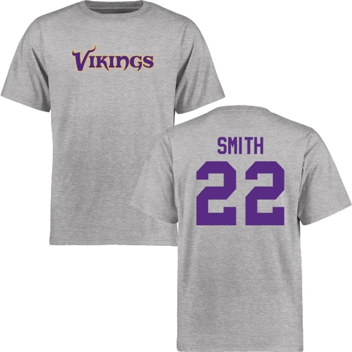 Minnesota Vikings #22 Harrison Smith Gray Name & Number Wordmark T-shirt