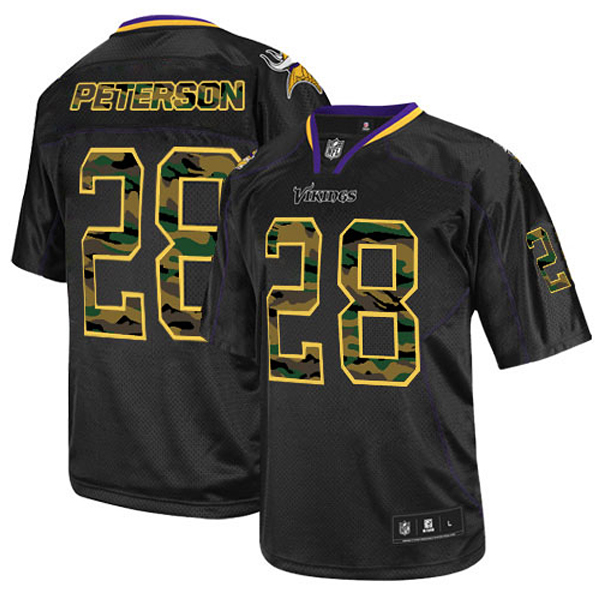 Minnesota Vikings Mens Adrian Peterson Black Camo Game Jersey