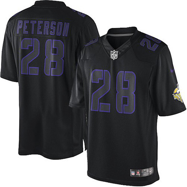 Minnesota Vikings Mens Adrian Peterson Black Limited Impact Jersey