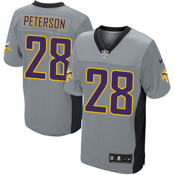 Minnesota Vikings Mens Adrian Peterson Grey Limited Shadow Jersey