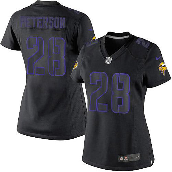 Minnesota Vikings Womens Adrian Peterson Black Elite Impact Jersey