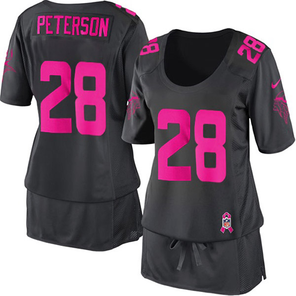 Minnesota Vikings Womens Adrian Peterson Dark Grey Elite Breast Cancer Awareness Jersey