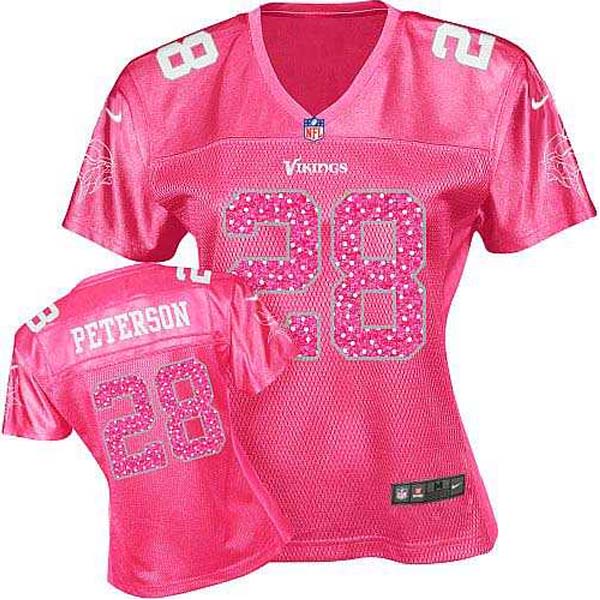 Minnesota Vikings Womens Adrian Peterson Pink Elite Jersey