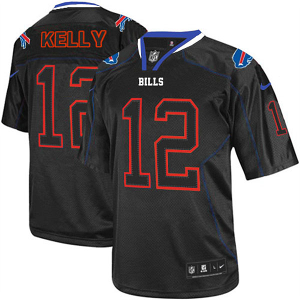 NFL Buffalo Bills Men Jim Kelly Black Elite Jersey