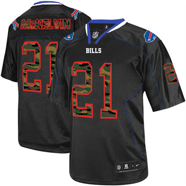 NFL Buffalo Bills Men Leodis McKelvin Black Camo Elite Fashion Jersey