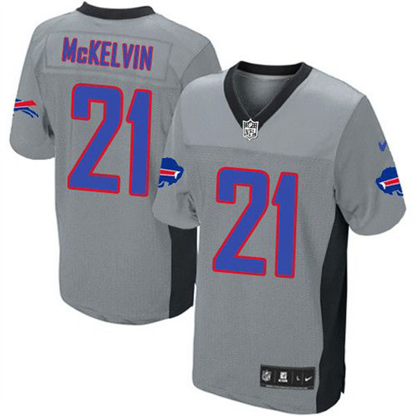 NFL Buffalo Bills Men Leodis McKelvin Grey Elite Shadow Jersey