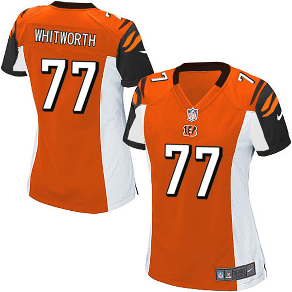 NFL Cincinnati Bengals Women Andrew Whitworth Game Orange Jersey