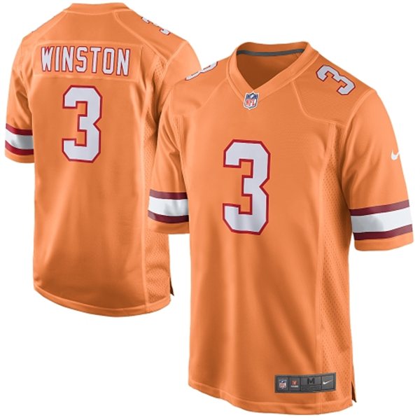 2015 NFL Draft 1st Overall Pick Buccaneers #3 Jameis Winston Game Orange Jersey