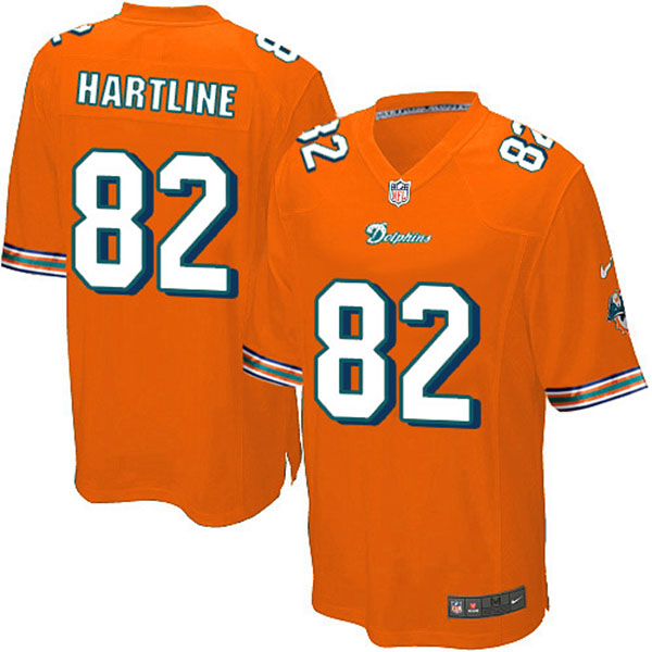 NFL Miami Dolphins Men Brian Hartline Game Orange Jersey