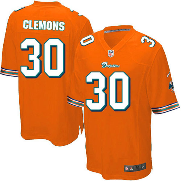 NFL Miami Dolphins Men Chris Clemons Game Orange Jersey