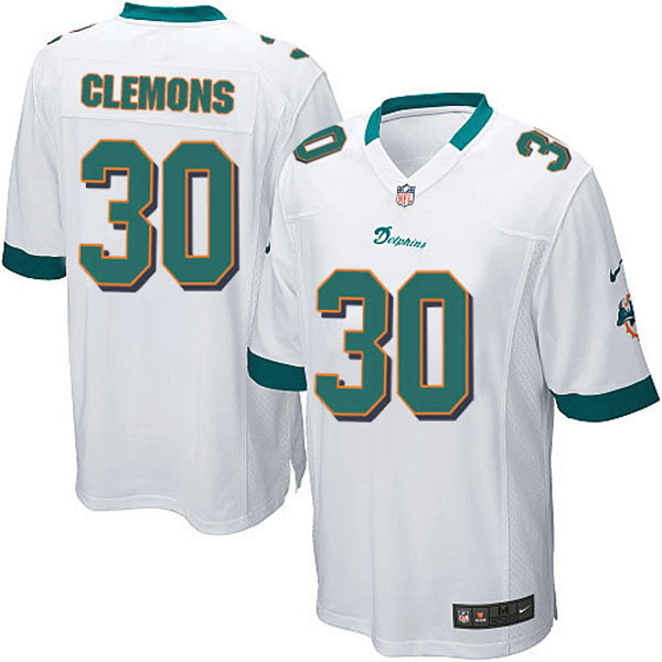 NFL Miami Dolphins Men Chris Clemons Game White Jersey