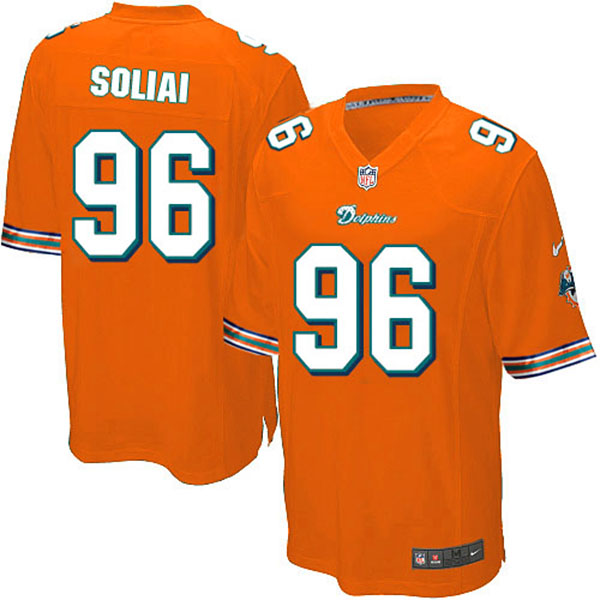 NFL Miami Dolphins Men Paul Soliai Game Orange Jersey