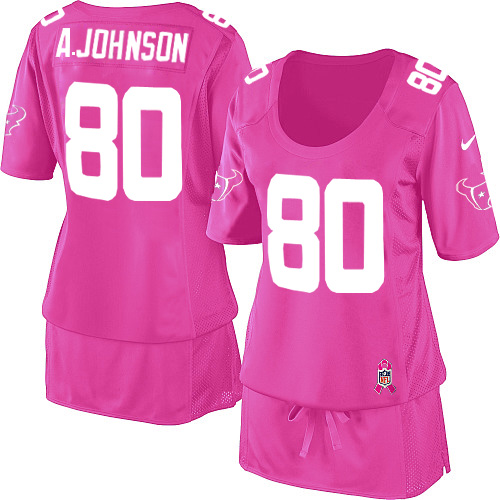 NFL Texans Women Andre Johnson Elite Pink Breast Cancer Awareness Jersey