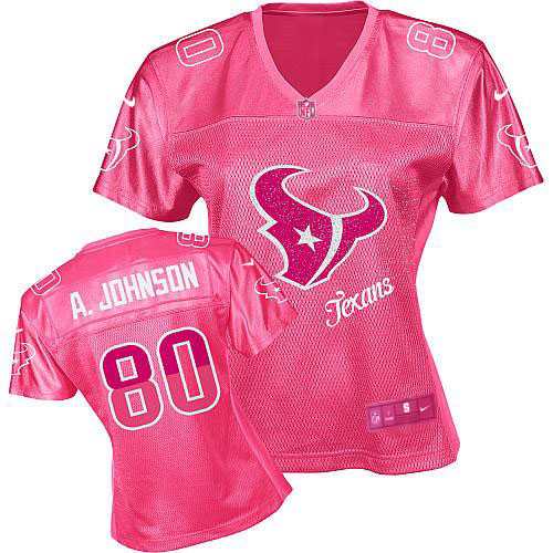 NFL Texans Women Andre Johnson Elite Pink Fem Fan Jersey