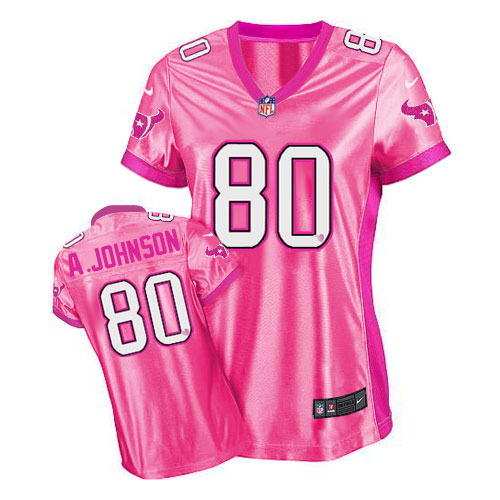 NFL Texans Women Andre Johnson Elite Pink New Be Luvd Jersey