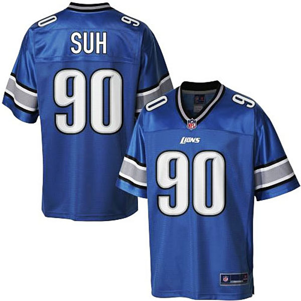 Mens Detroit Lions #90 Ndamukong Suh Pro Line Light Blue Player Jersey