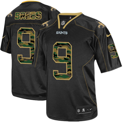 New Orleans Saints Men Drew Brees Black Camo Elite Fashion Jersey