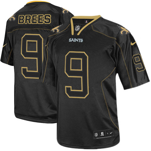 New Orleans Saints Men Drew Brees Black Elite Lights Out Jersey