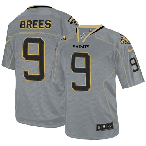 New Orleans Saints Men Drew Brees Grey Elite Lights Out Jersey