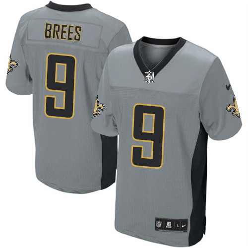 New Orleans Saints Men Drew Brees Grey Elite Shadow Jersey