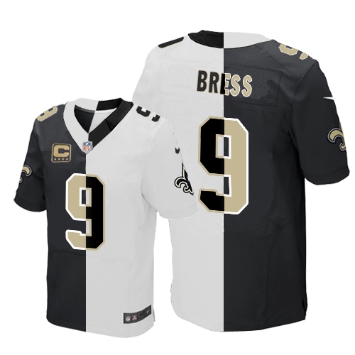 New Orleans Saints Men Drew Brees Two Tone Elite Team Road C Patch Jersey